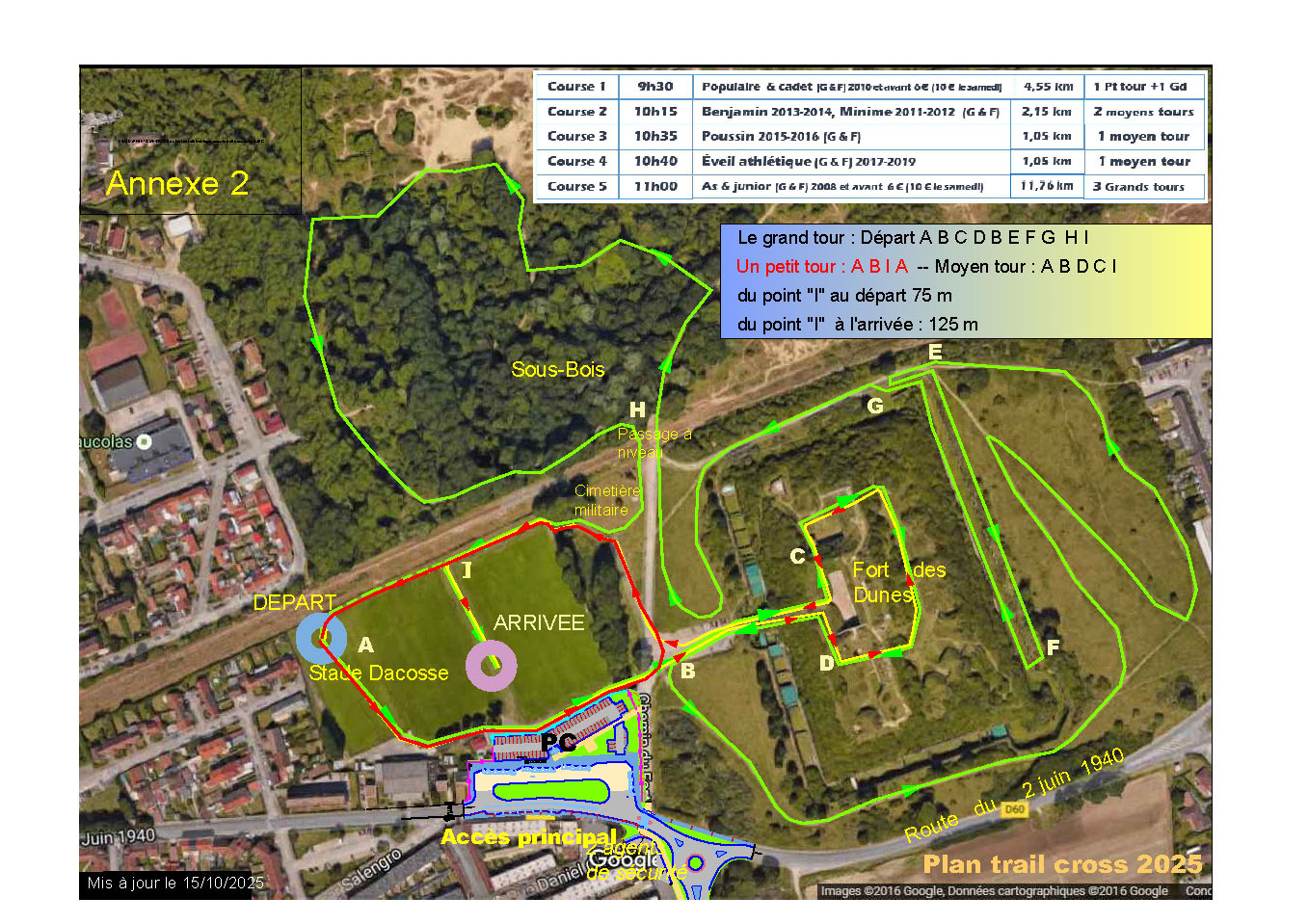 Horaires et plans du Cross du Fort des Dunes de Flandre 2025