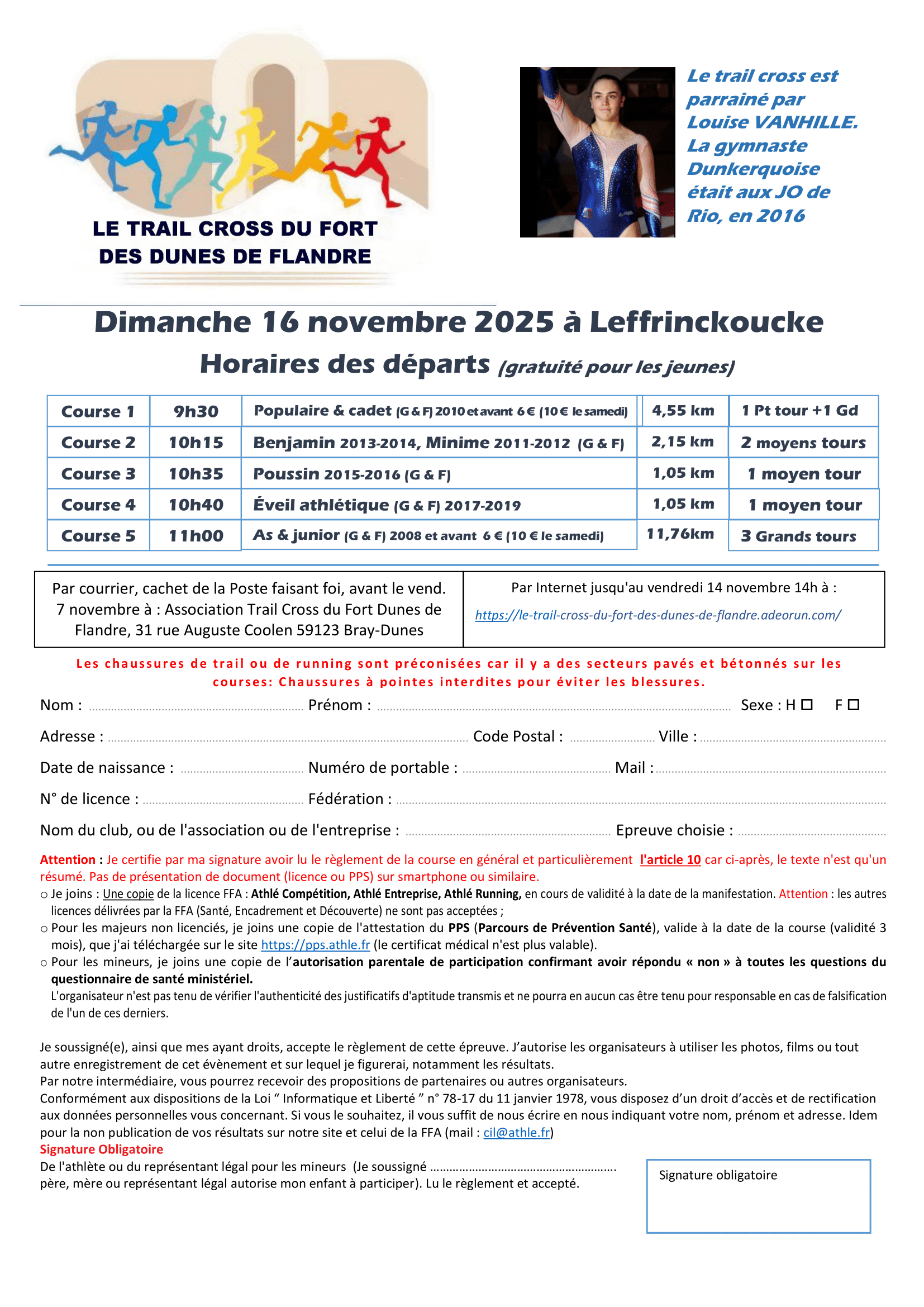 Affiche d'inscription au Cross du Fort des Dunes de Flandre 2025
