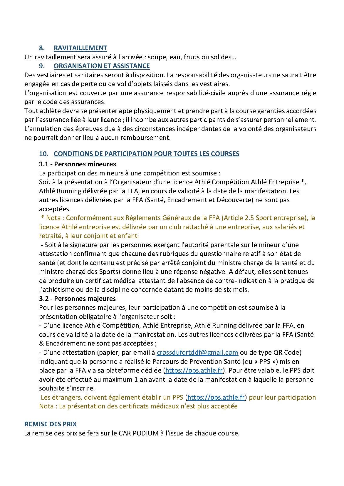 Deuxième partie du règlement du Cross du Fort des Dunes de Flandre 2026